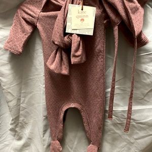 Kate Quinn newborn outfit light purple/maroonish with bonnet and headband